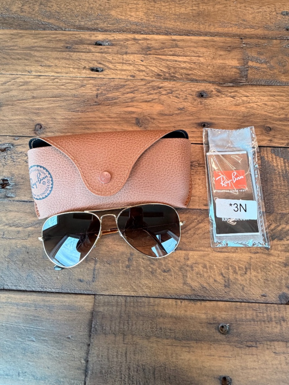Ray-Ban RB3025 Aviator Large Metal Gold Sunglasses Brown Lenses